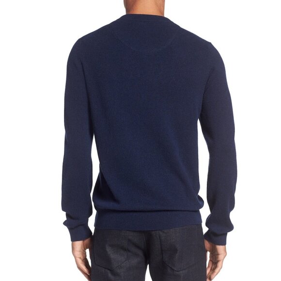 Nordstrom Men’s Shop Cashmere V-Neck Pullover in Navy, size Large, Oversize - Picture 2 of 9